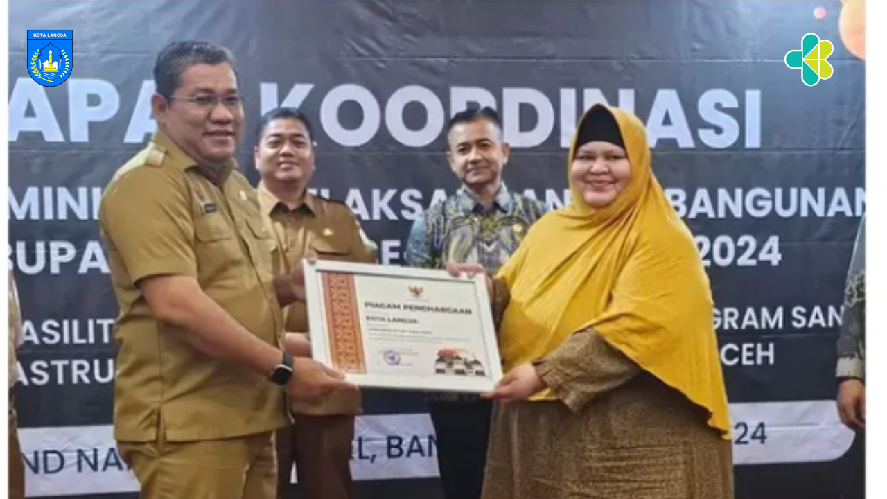 Kota Langsa menerima piagam penghargaan atas pencapaian Open Defection Free (ODF) atau Stop Buang Air Besar Sembarangan (SBS)