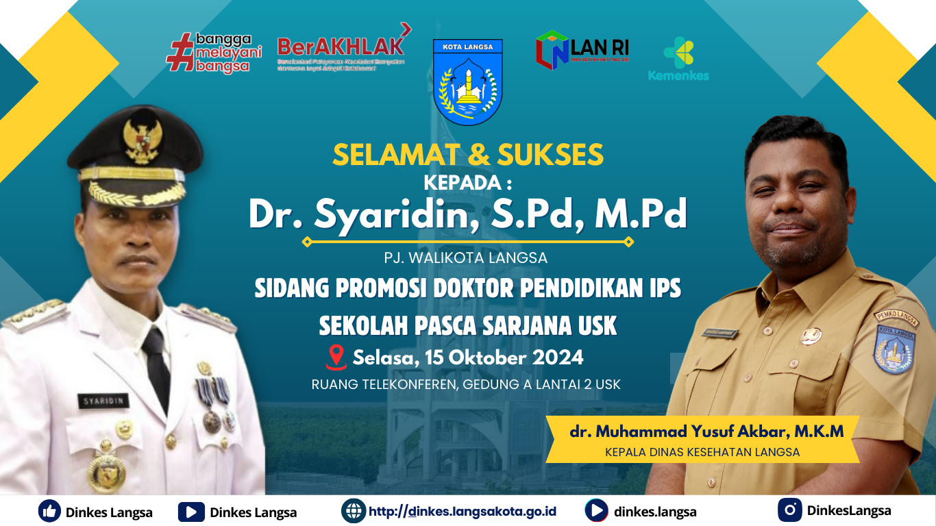 Dinkes Langsa Ucapkan Selamat Kepada Pj Wali Kota Langsa atas Promosi Doktor